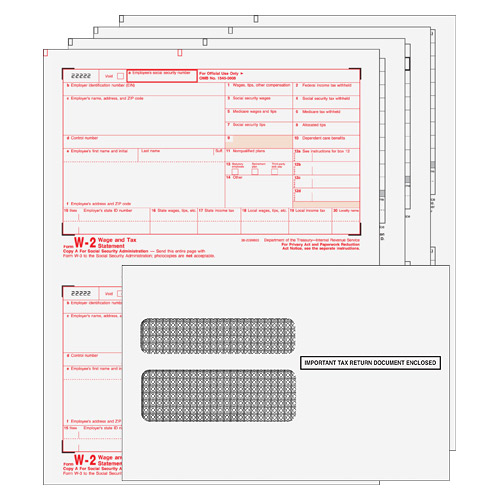BUNDLE - W-2 Laser 4 Part Tax Forms Set w/envelopes