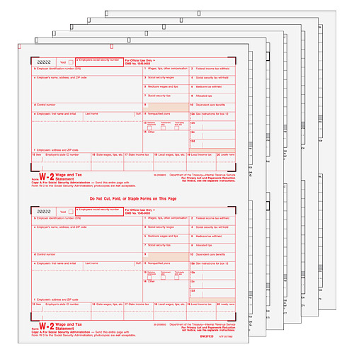 W-2 Laser 6 Part Tax Forms Set