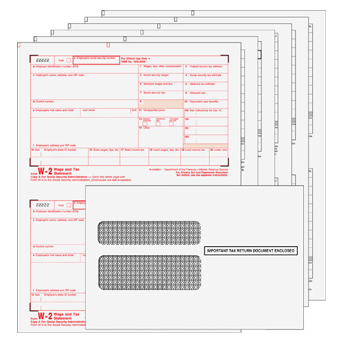 BUNDLE - W-2 Laser 6 Part Tax Forms Set w/envelopes