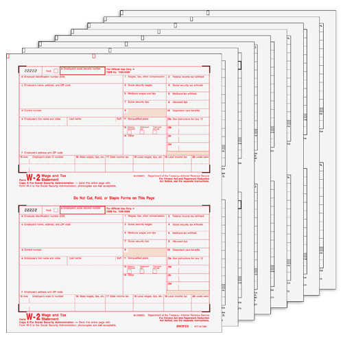 W-2 Laser 8 Part Tax Forms Set